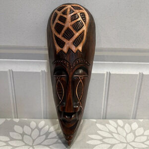 Handcrafted‎ Tribal Wood Mask Wall Hanging. OS.